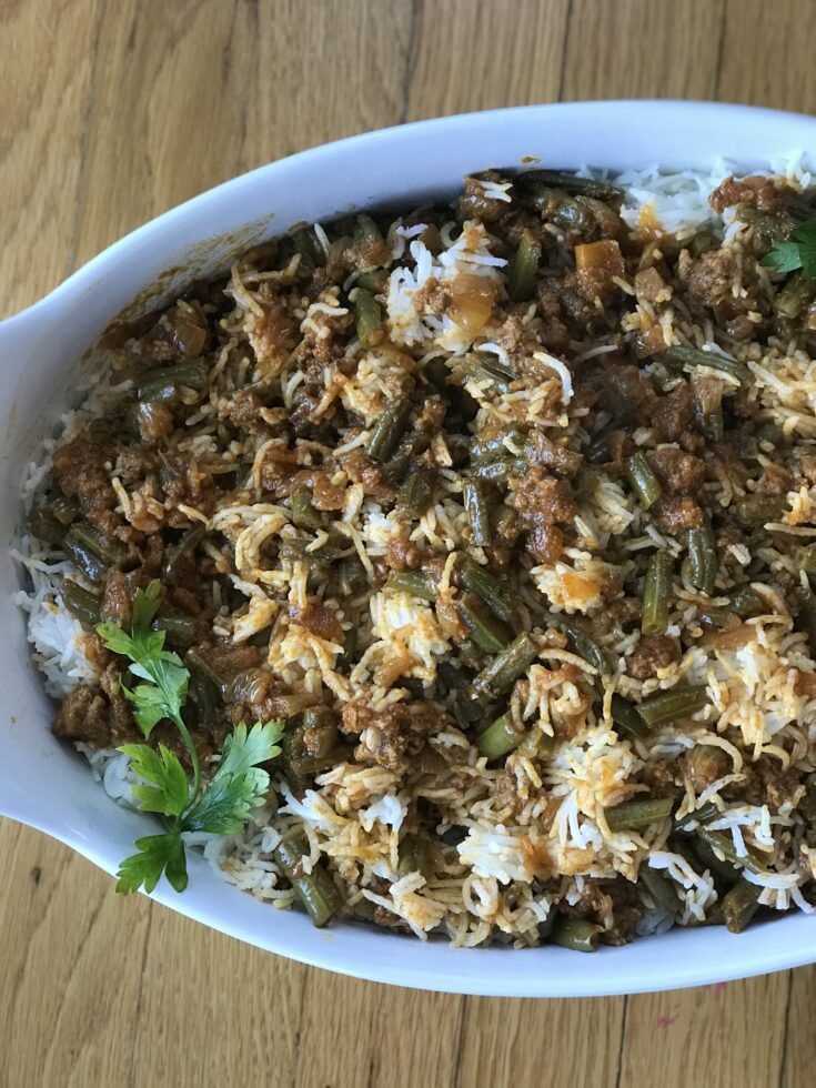Lubia Polo - Persian Green bean and beef rice | BeatsEats.com
