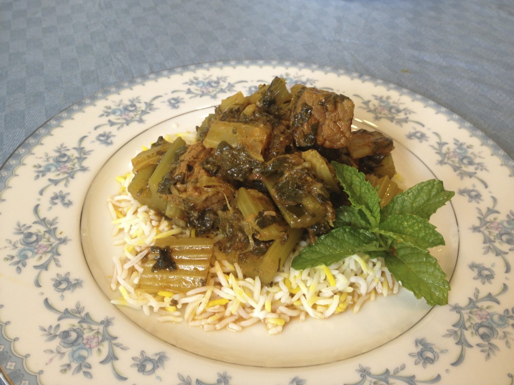 Khoreshteh Karafs with rice
