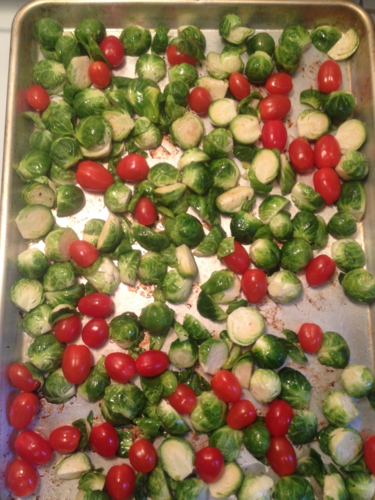 Burssel sprouts and tomatos
