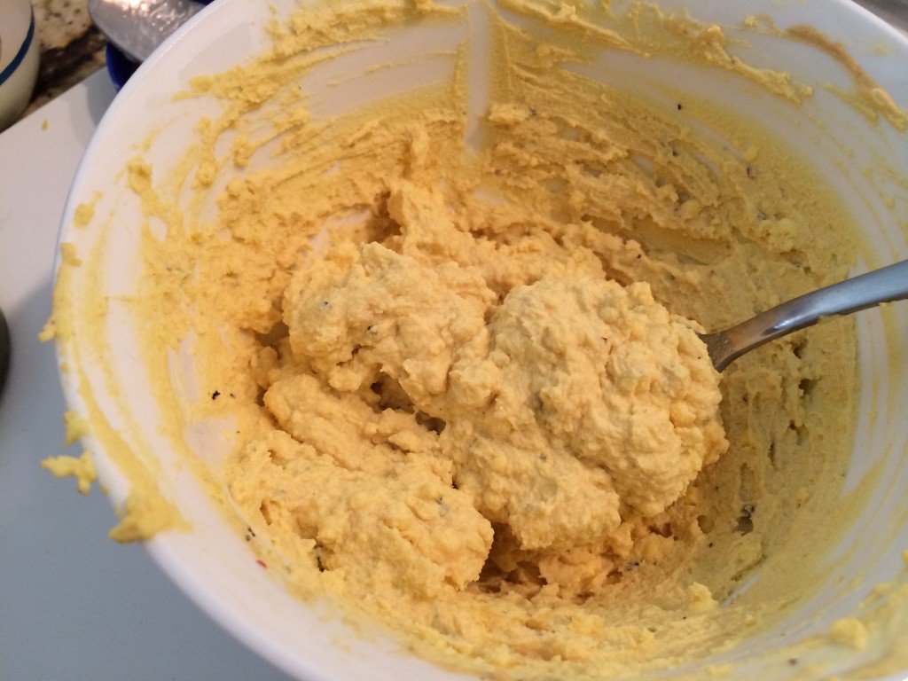Smooshed egg yolk mixture