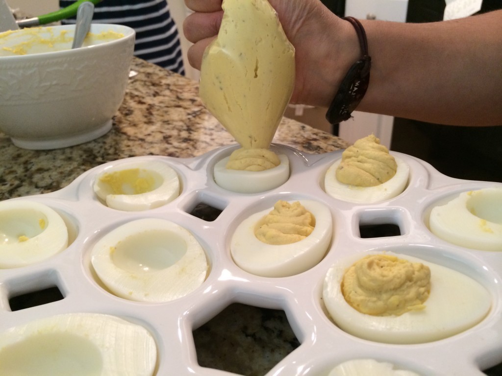 Squeezing the yolks