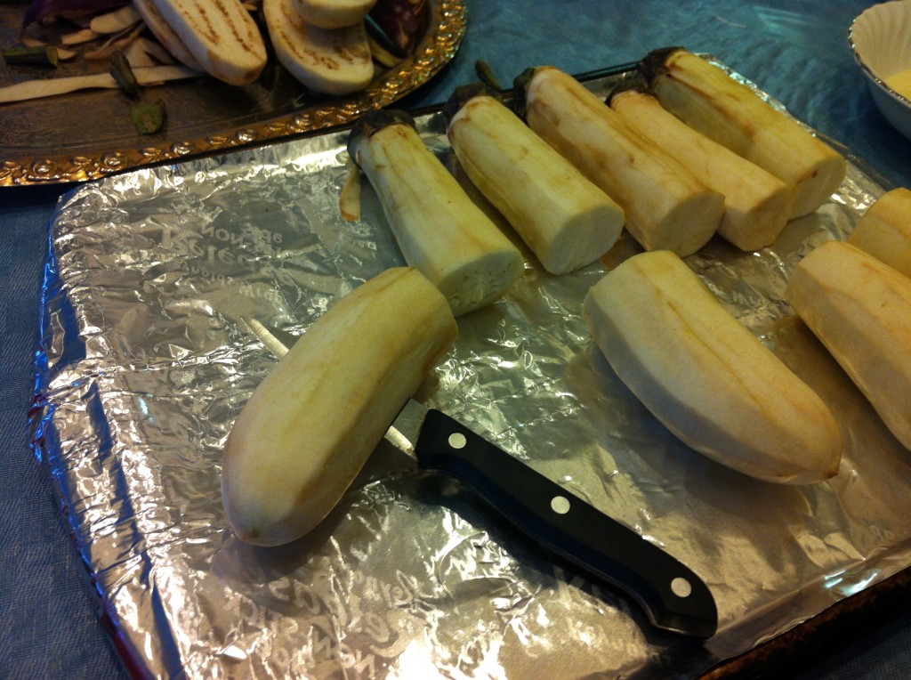 Prepping eggplant