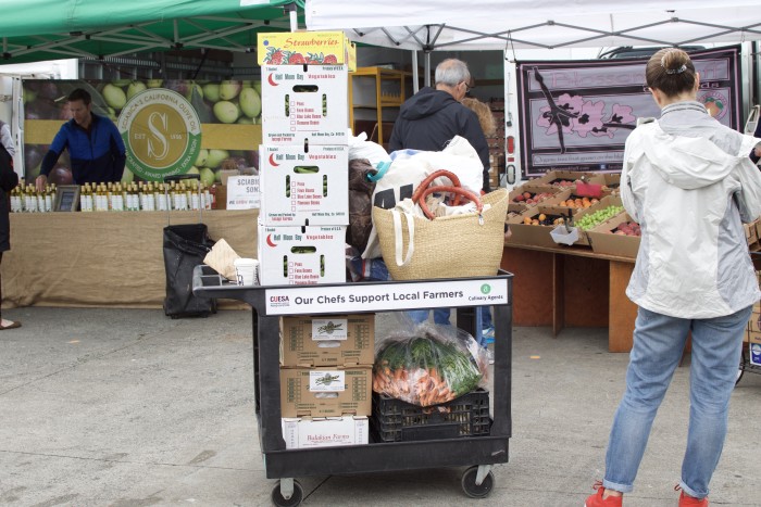 Cart of produce from farmer's market for local SF restaurant | BeatsEats.com