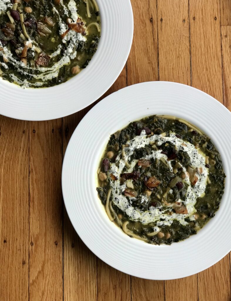 Ash Reshteh | Persian Noodle Soup bowls of Ash Reshteh