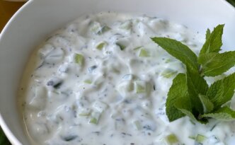 Maast o Khiar is a Persian style yogurt and cucumber side dish and dip that is creamy, herby, and cooling. This versatile dish is a must-have in any Middle Eastern spread!